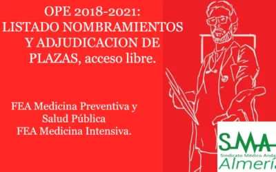 OPE 2018 – 2021. LISTADO NOMBRAMIENTOS Y ADJUDICACION DE PLAZAS. FEA Medicina Preventiva y Salud Pública y FEA Medicina Intensiva, acceso libre.