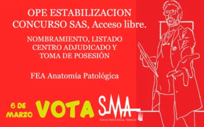OPE ESTABILIZACION CONCURSO SAS. NOMBRAMIENTO, LISTADO CENTRO ADJUDICADO Y TOMA DE POSESIÓN. FEA Anatomía Patológica, acceso libre