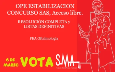 OPE ESTABILIZACION CONCURSO SAS. RESOLUCIÓN COMPLETA y LISTAS DEFINITIVAS SUPERAN CONCURSO. FEA Oftalmología, acceso libre.