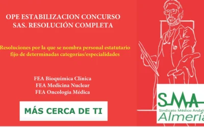 OPE ESTABILIZACION CONCURSO SAS. Resoluciones por la que se nombra personal estatutario fijo de determinadas categorías/especialidades. FEA Bioquímica Clínica, Medicina Nuclear y Oncología medica. Acceso libre