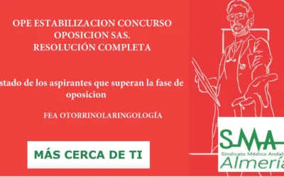 OPE ESTABILIZACION CONCURSO OPOSICIÓN SAS. RESOLUCIÓN COMPLETA y LISTAS DEFINITIVAS SUPERAN FASE OPOSICIÓN. FEA OTORRINOLARINGOLOGÍA